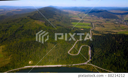 Curved road in the mountains. Turka towm 88214212