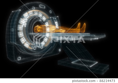 Digital MRI scan with patient Hologram. Medicine and Technology Concept 88214473
