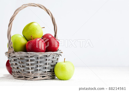 Colorful ripe apple fruits in basket 88214561