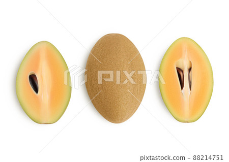 Sapodilla isolated on white background with clipping path and full depth of field. Top view. Flat lay 88214751