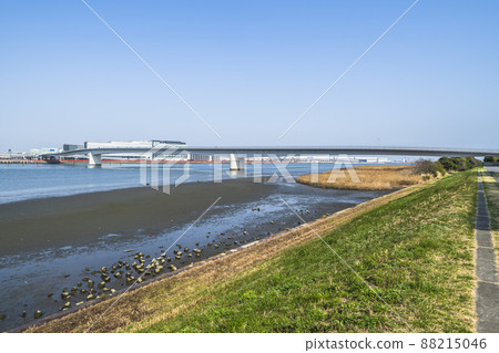Tama River Sky Bridge and Tama River Tidal Flat [Kanagawa Prefecture / Kawasaki City-Tokyo / Ota Ward] 88215046