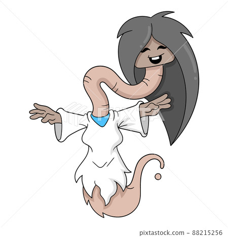 A long necked female endemic Japanese ghost named Sadako, doodle icon image kawaii 88215256