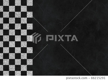 Background material Rough Japanese paper Black texture Silver checkered pattern 88215291