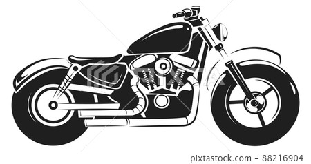 Motorcycle side view. Black sport bike icon 88216904