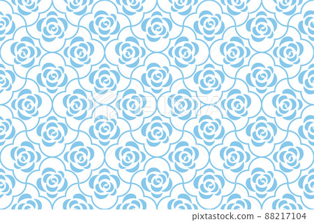 Flower geometric pattern. Seamless vector background. White and blue ornament Flower geometric pattern. Seamless vector background. White and blue ornament 88217104