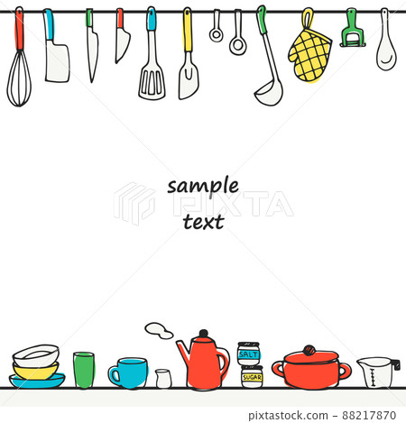Hand-painted kitchen tool frame - Stock Illustration [88217870] - PIXTA