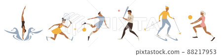 Vector illustration of cartoon sports icons on white background. Vector illustration of cartoon sports icons on white background. 88217953