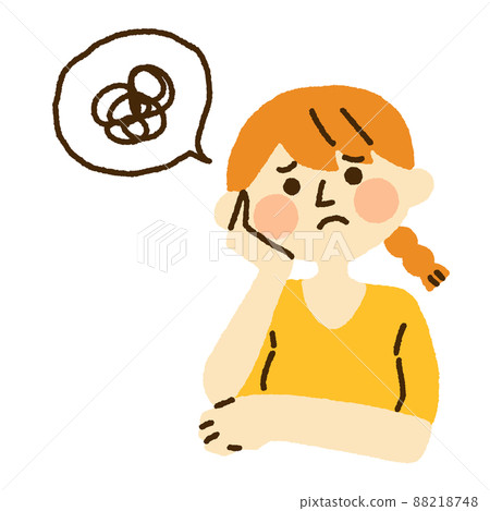 一個把手放在臉頰上的女人 一個把手放在臉頰上的女人 88218748