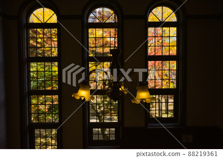 Autumn leaves in Katakurakan [long windows and chandeliers] 88219361