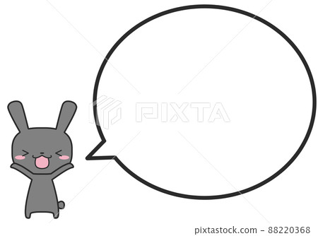 一隻快樂的兔子和一個簡單的圓形氣球 一隻快樂的兔子和一個簡單的圓形氣球 88220368