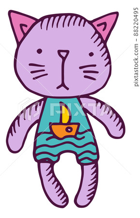 Cat toy. Soft stuffed animal in hand drawn style Cat toy. Soft stuffed animal in hand drawn style 88220495
