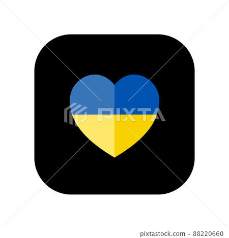 Icon with a heart, in blue and yellow colors of the flag of Ukraine. 88220660