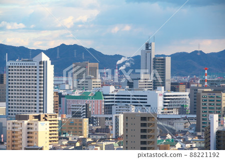 岡山縣岡山市北區14號從京山看到的岡山市 88221192