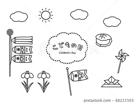 兒童節的線條藝術插圖集 88221503