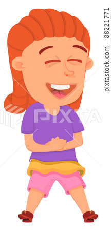 Girl laughing. Funny cartoon kid. Happy child Girl laughing. Funny cartoon kid. Happy child 88221771