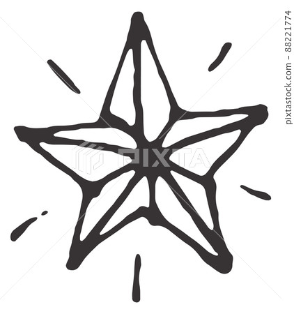 Shining star sketch. Hand drawn decorative doodle Shining star sketch. Hand drawn decorative doodle 88221774