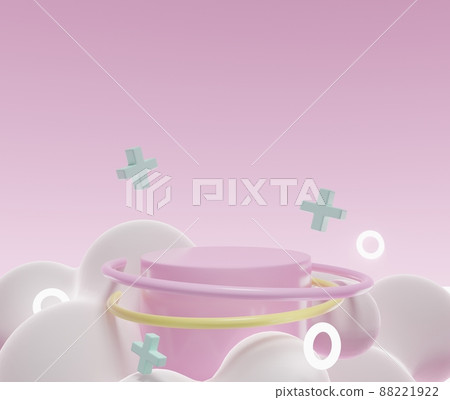 Abstract coloful pastel background with cylinder podium, Geometry stand for kids or baby products. 3D render. Abstract coloful pastel background with cylinder podium, Geometry stand for kids or baby products. 3D render. 88221922