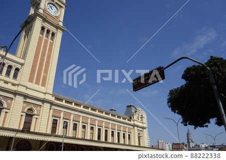 exterior view of building of Luz Station and Museum of Portuguese Language in Sao Paulo city. famous urban train station exterior view of building of Luz Station and Museum of Portuguese Language in Sao Paulo city. famous urban train station 88222338