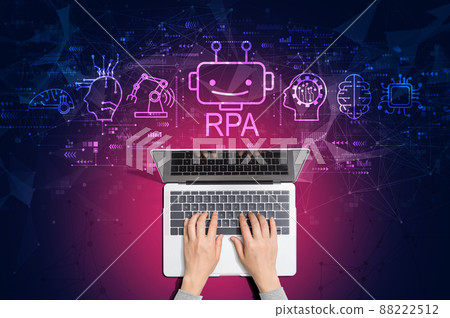Robotic Process Automation theme with person using laptop 88222512