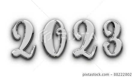 Metallic volumetric 3D Text of the inscription 2023 isolated cut out 88222802