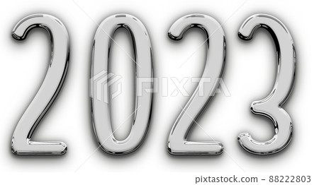 Metallic volumetric 3D Text of the inscription 2023 isolated cut out 88222803