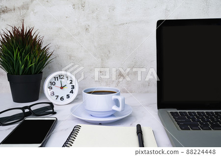 Styled stock photography white office desk table. Copy space. Styled stock photography white office desk table. Copy space. 88224448