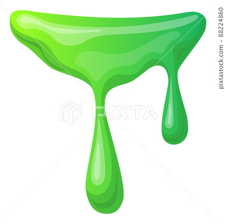 Dripping green paint. Cartoon color liquid spill Dripping green paint. Cartoon color liquid spill 88224860