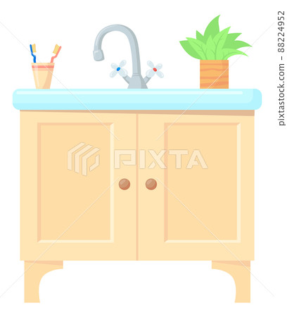 Sink cabinet icon. Wooden closet. Bathroom furniture 88224952