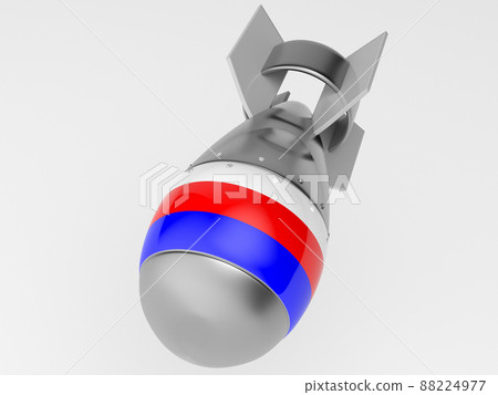 3d render of russian missile with russian flag on white background 88224977
