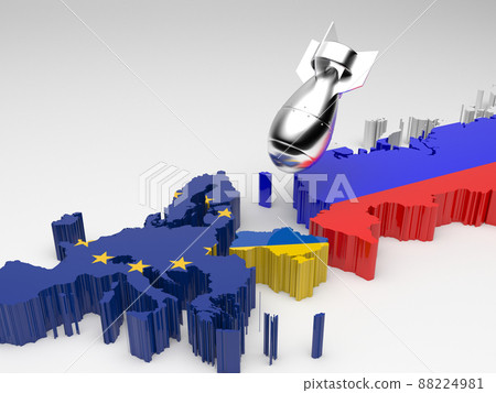 3D rendering of a Missile bombarding Ukraine 3D rendering of a Missile bombarding Ukraine 88224981
