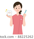 教刷牙的牙科保健員的插圖 88225262