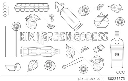 Kiwi Green Godess vector cocktail set 88225373