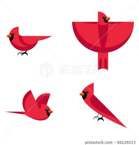 Set of red cardinal bird logo icon designs. Vector illustration 88226013