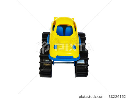 Children's yellow plastic toy car on a white background Children's yellow plastic toy car on a white background 88226162