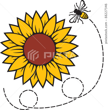 Sunflower and flying Bee 88227346
