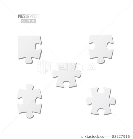 Puzzle pieces set. Vector different blank puzzle pieces isolated on white background. 88227916