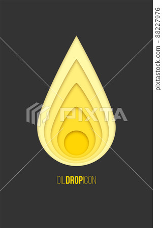Oil drop icon. Vector yellow paper drop isolated on dark gray background. Oil drop icon. Vector yellow paper drop isolated on dark gray background. 88227976
