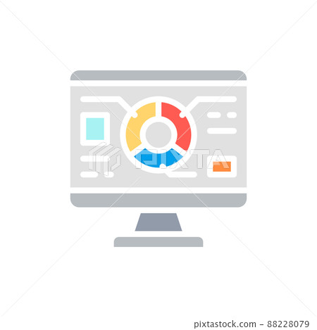 Vector graph diagram, programming, seo white line icon. 88228079