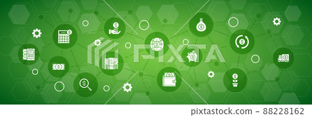 Money and Banking infographic icons banner. Credit Card, Currency Exchange, Atm, Terminal vector illustration for advertisement, header banner. Money and Banking infographic icons banner. Credit Card, Currency Exchange, Atm, Terminal vector illustration for advertisement, header banner. 88228162