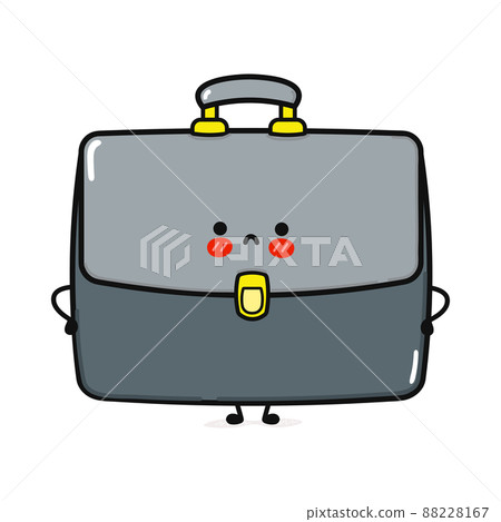 Cute sad work bag character. Vector hand drawn cartoon kawaii character illustration icon. Isolated on white background. Angry work bag character concept 88228167