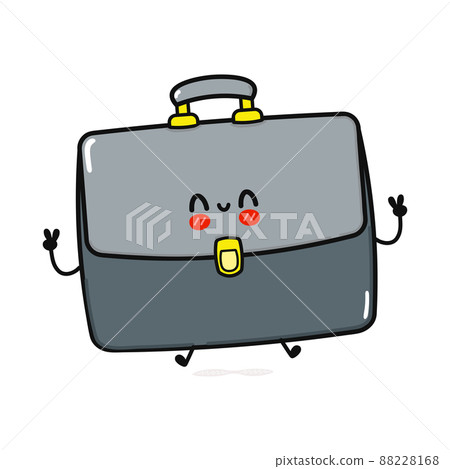 Cute funny work bag character. Vector hand drawn cartoon kawaii character illustration icon. Isolated on white background. Happy work bag character concept 88228168