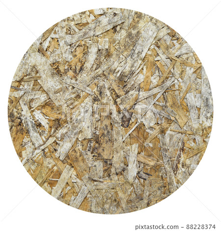 Texture of OSB panel board made of wood shavings, old pressed wood planks 88228374