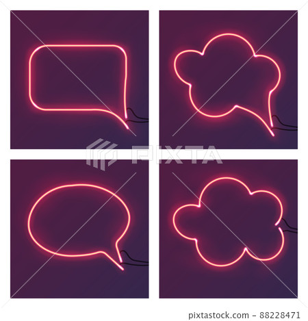 Different shape pink neon frames. Vector realistic neon star, square, circle and heart on brick wall. Different shape pink neon frames. Vector realistic neon star, square, circle and heart on brick wall. 88228471