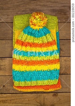 Handmade wool knitted winter very colorful hat 88228659