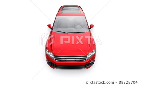 Compact red sports city SUV for exciting driving, for work and family on a white isolated background. 3d rendering. Compact red sports city SUV for exciting driving, for work and family on a white isolated background. 3d rendering. 88228704