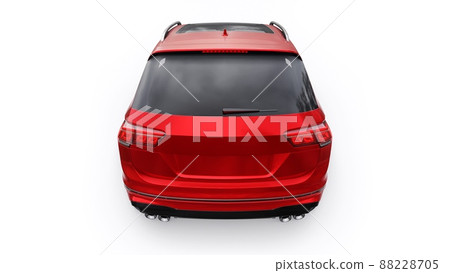 Compact red sports city SUV for exciting driving, for work and family on a white isolated background. 3d rendering. 88228705