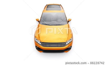 Compact orange sports city SUV for exciting driving, for work and family on a white isolated background. 3d rendering. Compact orange sports city SUV for exciting driving, for work and family on a white isolated background. 3d rendering. 88228742
