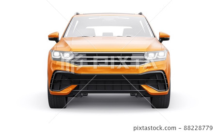 Compact orange sports city SUV for exciting driving, for work and family on a white isolated background. 3d rendering. Compact orange sports city SUV for exciting driving, for work and family on a white isolated background. 3d rendering. 88228779