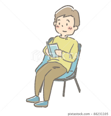 Illustration of reading in a camp chair Illustration of reading in a camp chair 88231105