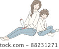 A boy giving a carnation to his mother on Mother's Day 88231271